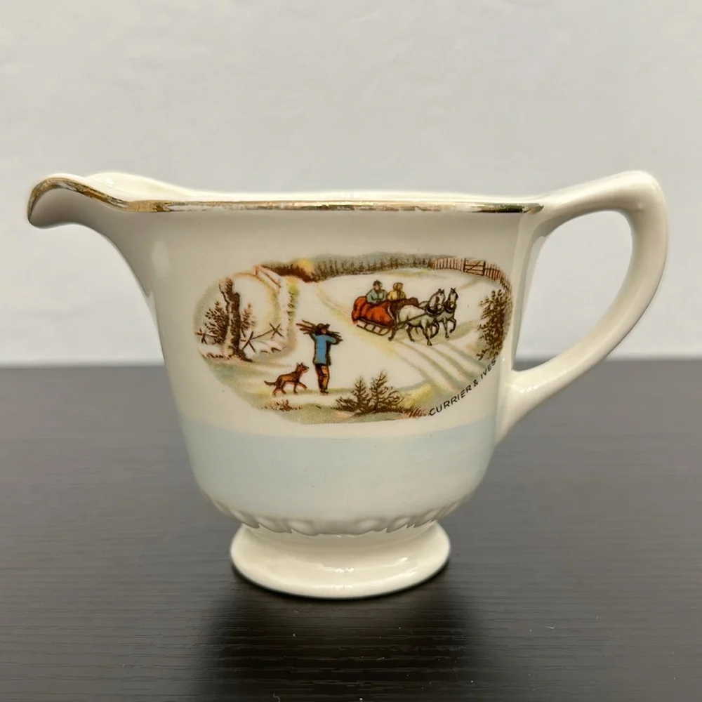Currier & Ives by Homer Laughlin Vintage Winter Scene Creamer